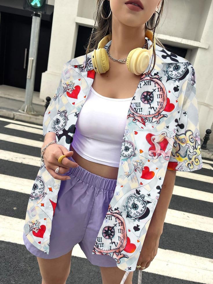 Princess Magical Shirt for Women Mad Tea Party Shirts Magic Hawaiian T-Shirt Fairy Tale Vacation Button up Tops - Image 2