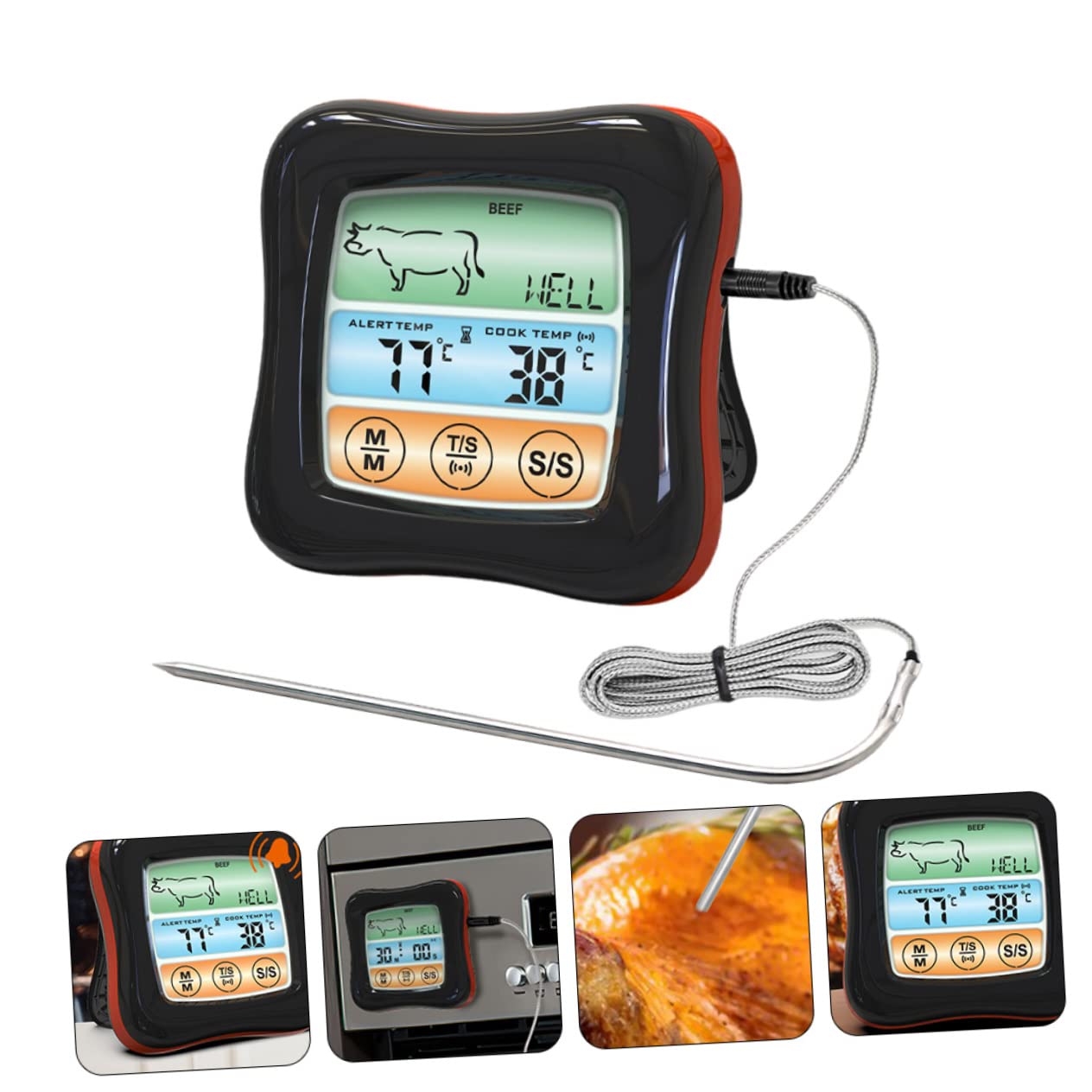 Termómetro Digital Táctil Temporizador para Cocina y Barbacoa