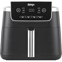 Ninja PRO 4.7L Friggitrice ad Aria 4 in 1, Cassetto Singolo, Frittura ad Aria, Cottura arrosto, Riscaldamento, Essiccazione, Componenti Antiaderenti Lavabili in Lavastoviglie, Nero, AF140EU