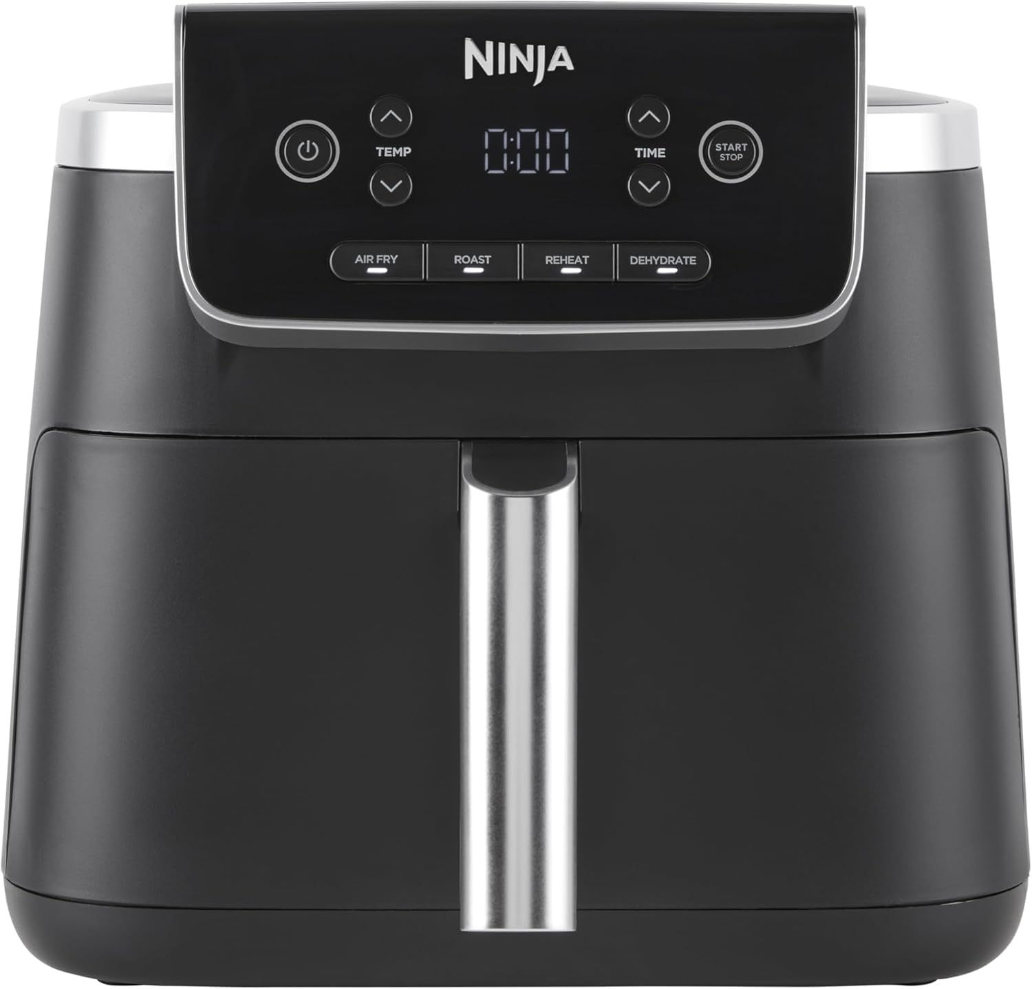 Ninja PRO 4.7L Friggitrice ad Aria 4 in 1, Cassetto Singolo, Frittura ad Aria, Cottura arrosto, Riscaldamento, Essiccazione, Componenti Antiaderenti Lavabili in Lavastoviglie, Nero, AF140EU