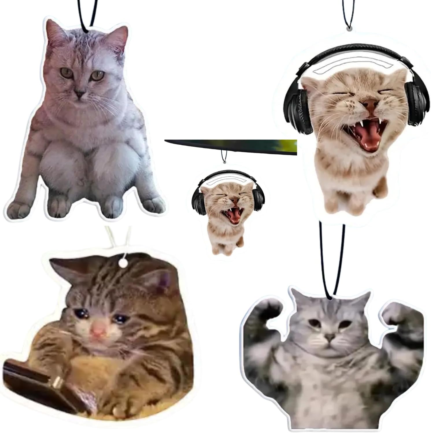 Rawan 4 Pack Car Air Freshener Cat, Accessories Cute for Women Girls And men Car, Funny Decor Hanging Fresheners Car Interior Room Decorations, for Christmas Gift (A, 2 Scent)