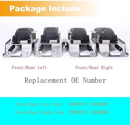 Miniatura 4 de Manija de puerta interior compatible con Torrent 2006-2009, Equinox 2005-2009 Reemplazo # 25897972, 25897973 Juego de 4