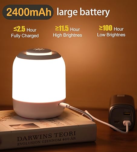 Miniatura 6 de Paquete de 2 luces nocturnas suaves para el cuidado de los ojos, luz nocturna táctil para bebés, niños y adultos, pequeña lámpara de noche, 3