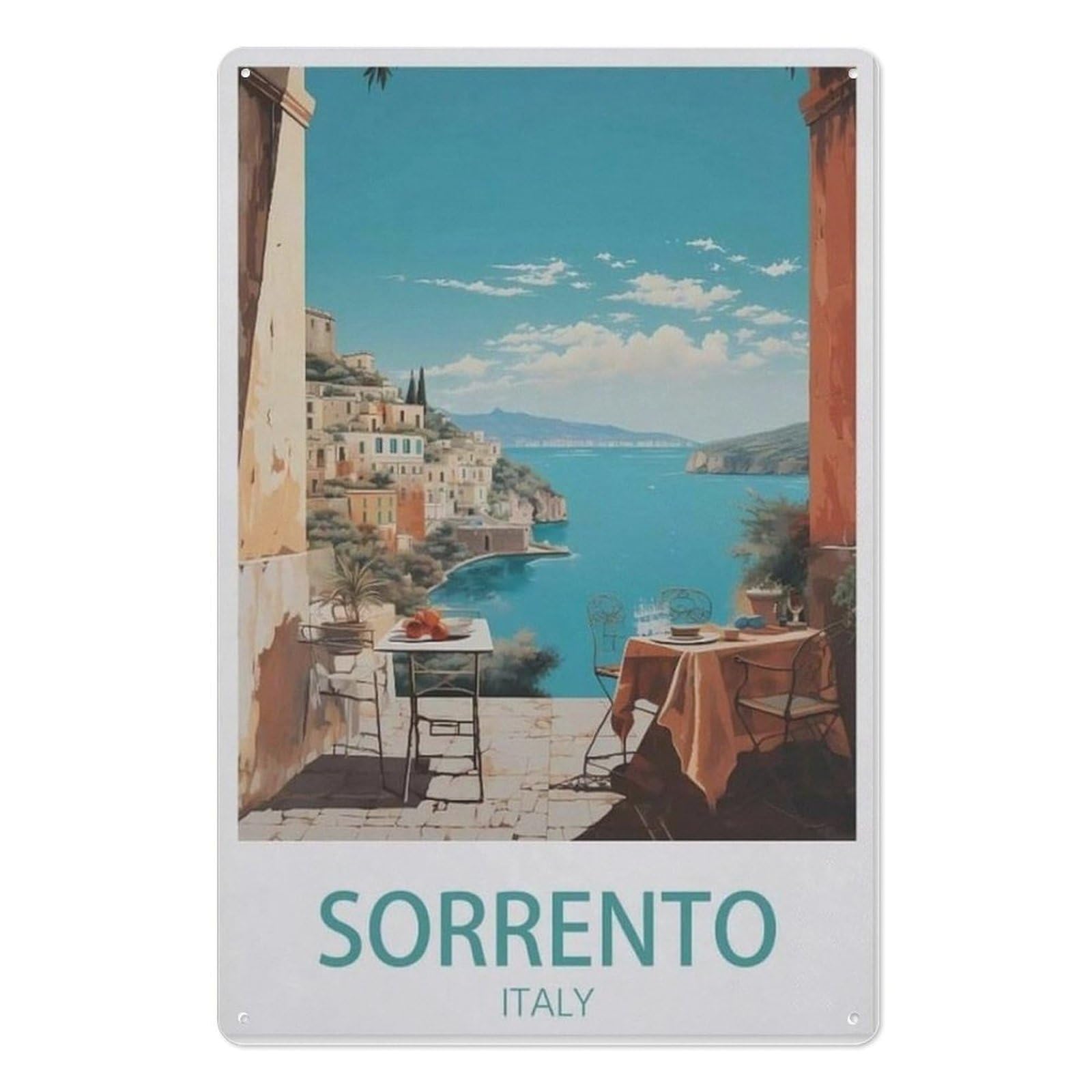 Tin Sign Vintage Retro Man Cave Bar Pub Shed Novelty Gift Aluminium Metal Tin Wall Décor Sign， Sorrento Italy 15x30cm（6x12 inch）AA-1436