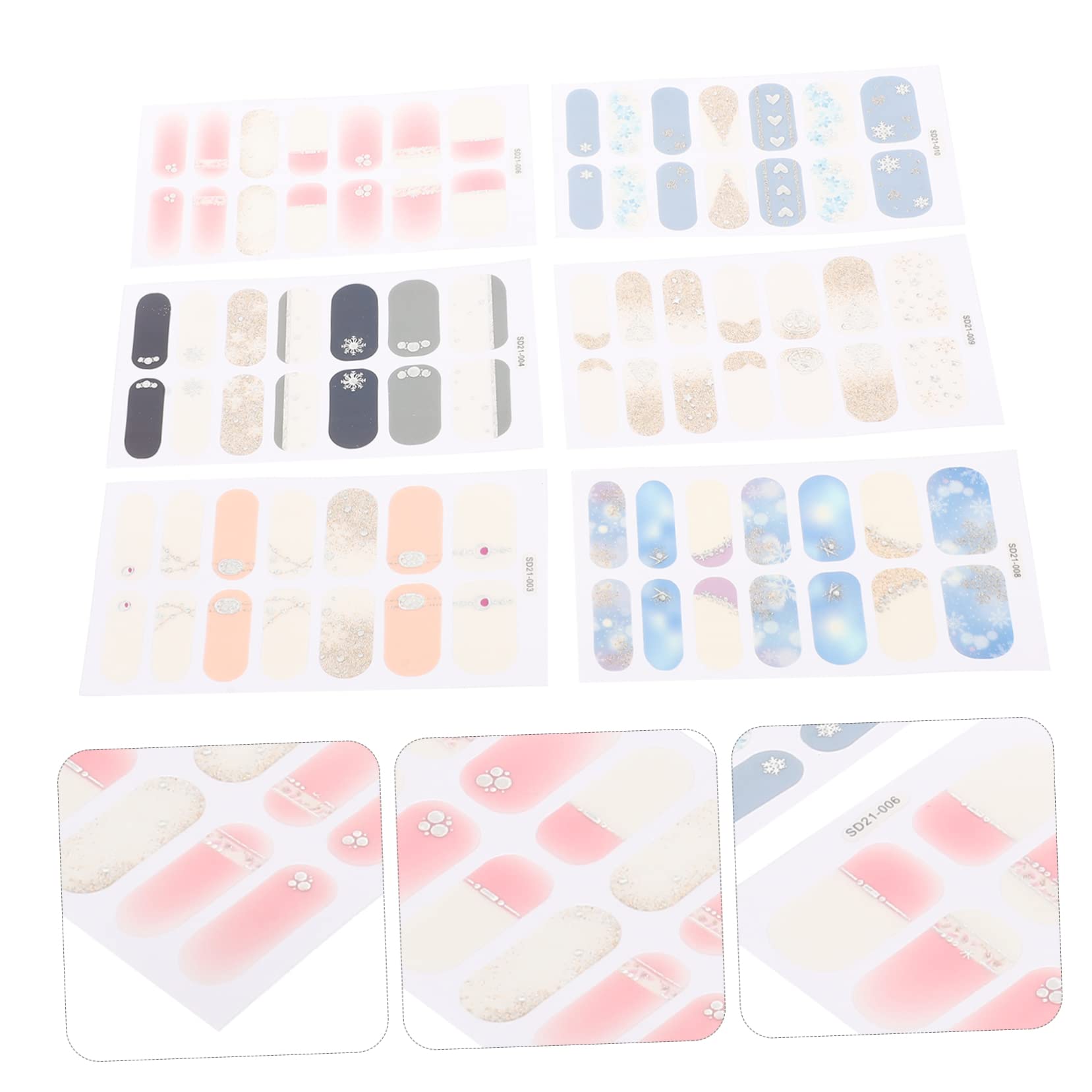 PACKOVE 5 Set Sticker Unghie Adesivi Per Nail Art Con Design Delicati Per Decorazioni Unghie Te Adesivi Autoadesivi Per Adatti Tipi 6 Fogli*5