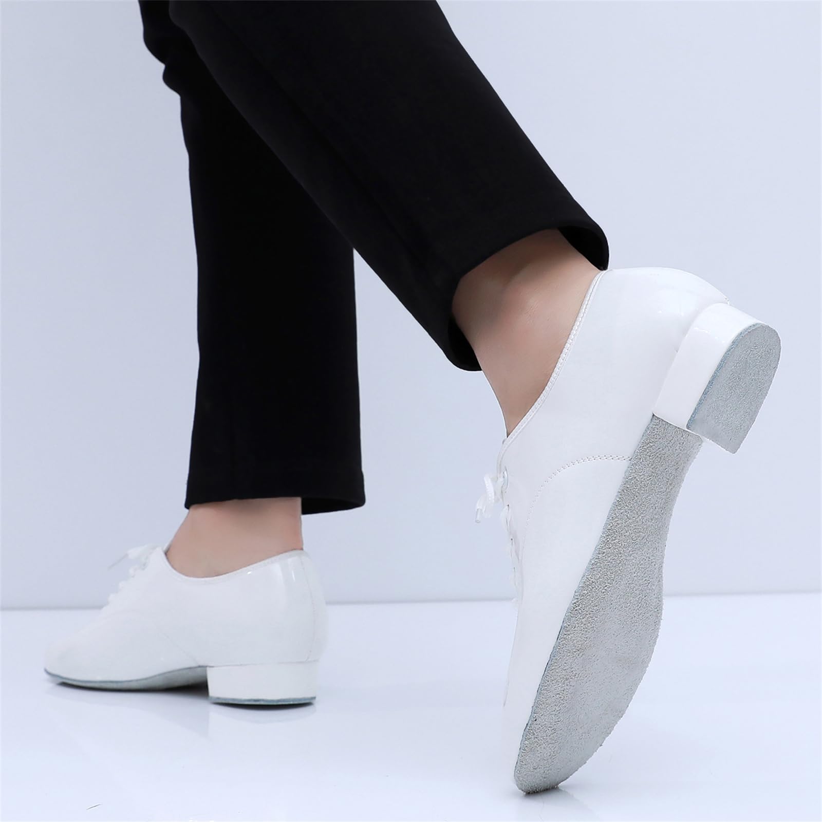 Chaussures De Danse Modernes Hommes Talons Bas Semelle Complète en Daim Chaussures À Lacets D'intérieur pour Salle De Bal Latine
