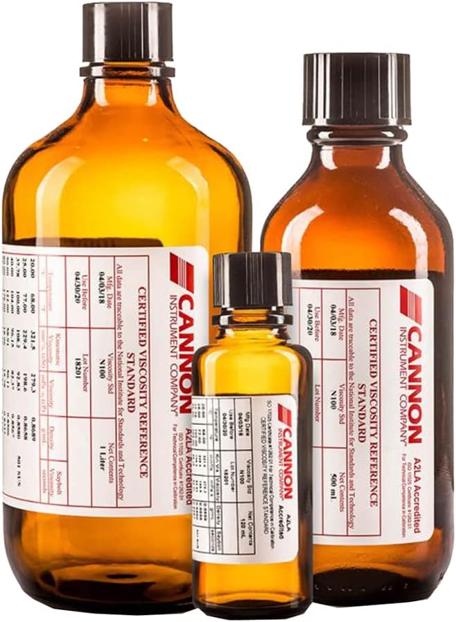 Cannon General Purpose Viscosity Standards, 20 to 100° Celsius, 500ml Volume, Size S600