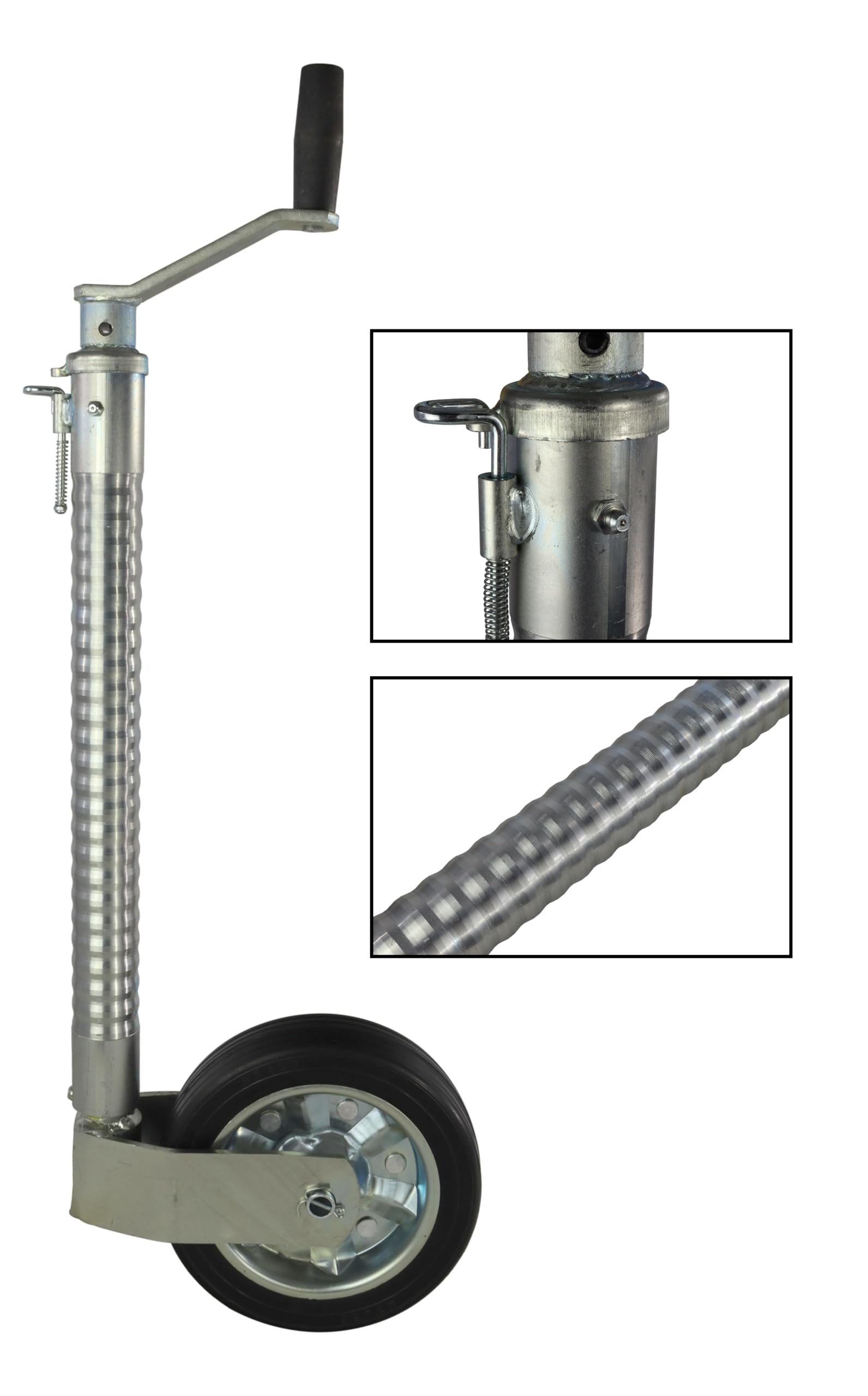 Stützrad Sicherheitsstützrad Rohr gerippt 48mm 300kg 220x60 Trailer Anti-Rutsch Caravan Anhänger Wohnmobil Rangierhilfe