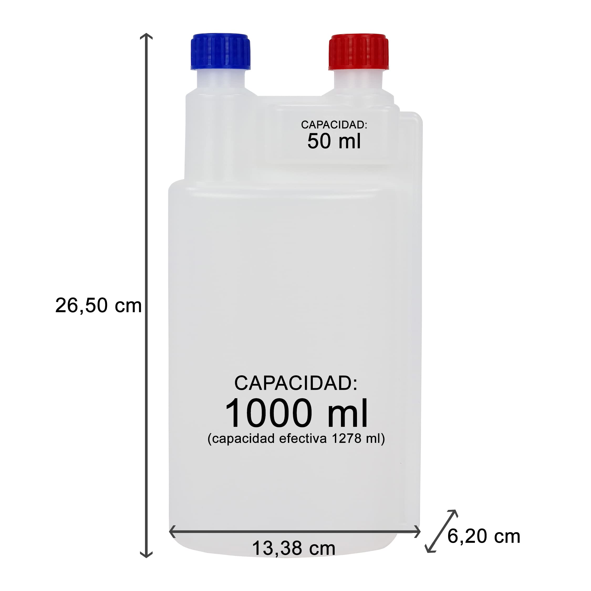 Botella dosificadora doble cuerpo 1000 ml para dispensar productos químicos concentrados (12 Unidades)