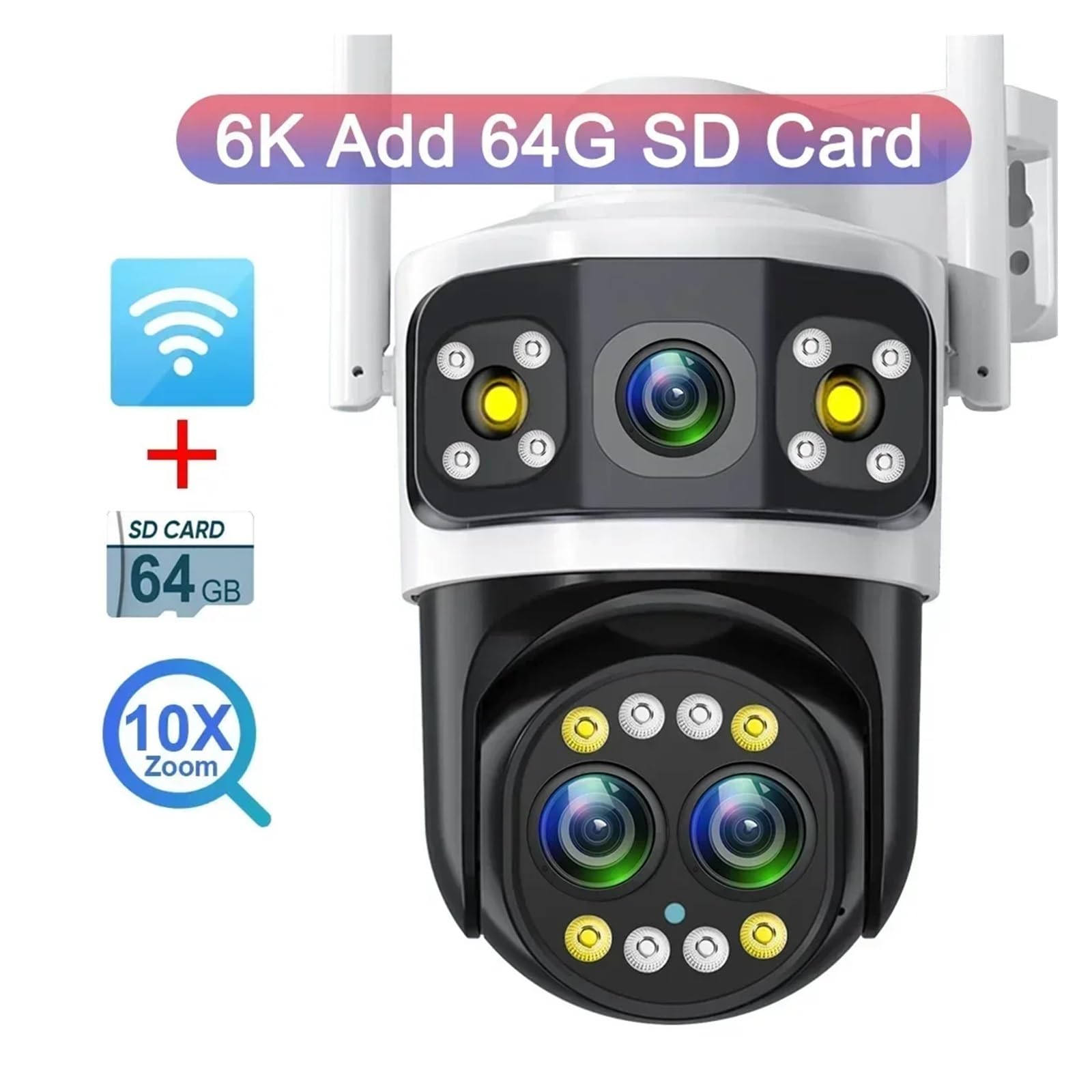Telecamera WiFi for esterni da 8MP 6K con triplo obiettivo