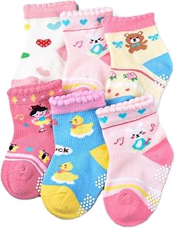 A FOR APPLE Anti Skid Socks for Kids | Girls Cotton Grip Socks | Comfortable Fit | Multicolor Price In India