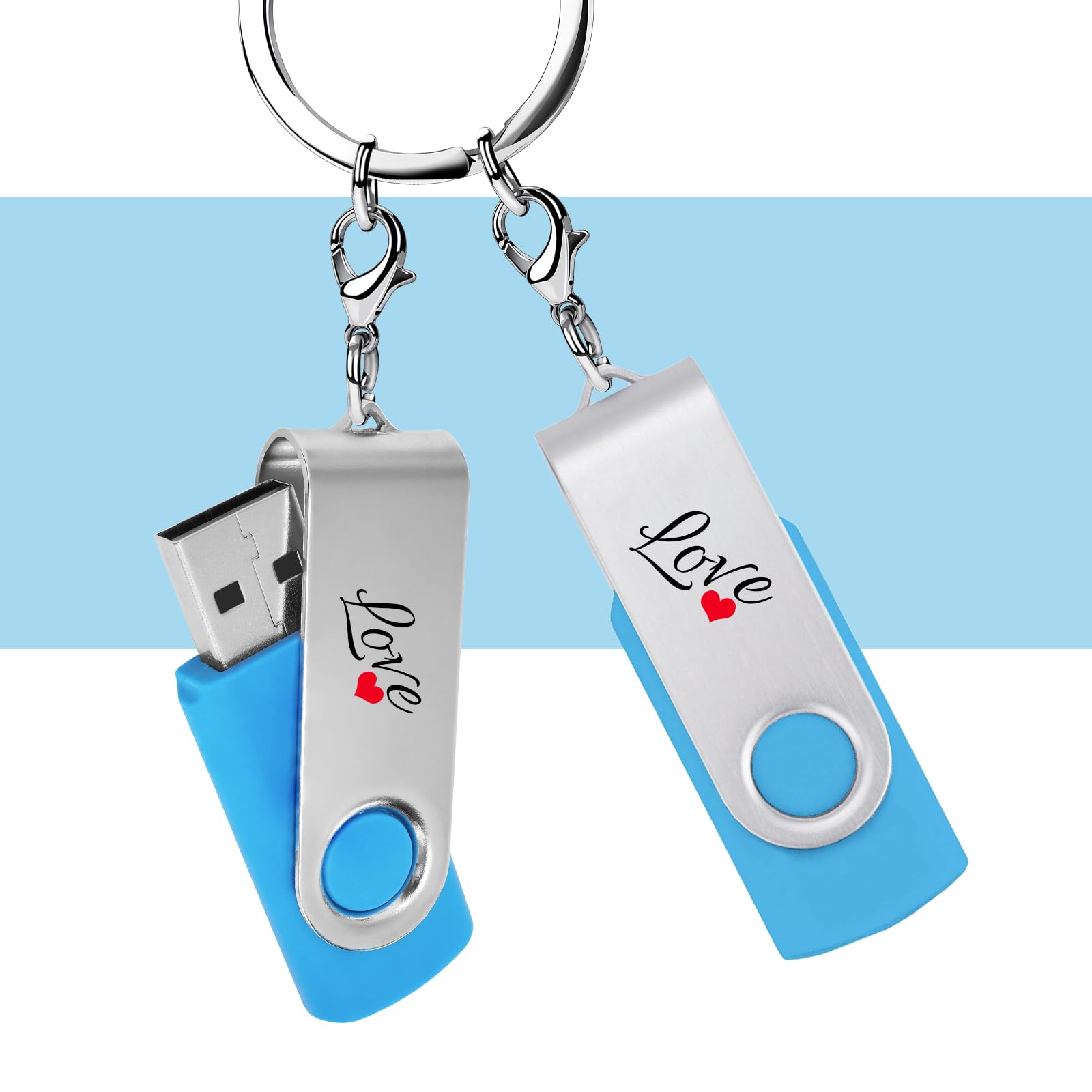 Zestaw 50 niestandardowych pendrive'ów USB 32 GB USB 2.0, spersonalizowane pendrive z logo do biznesu, wydarzeń, drukowania tekstu lub obrazu, niestandardowe karty pamięci JBOS - błękitne