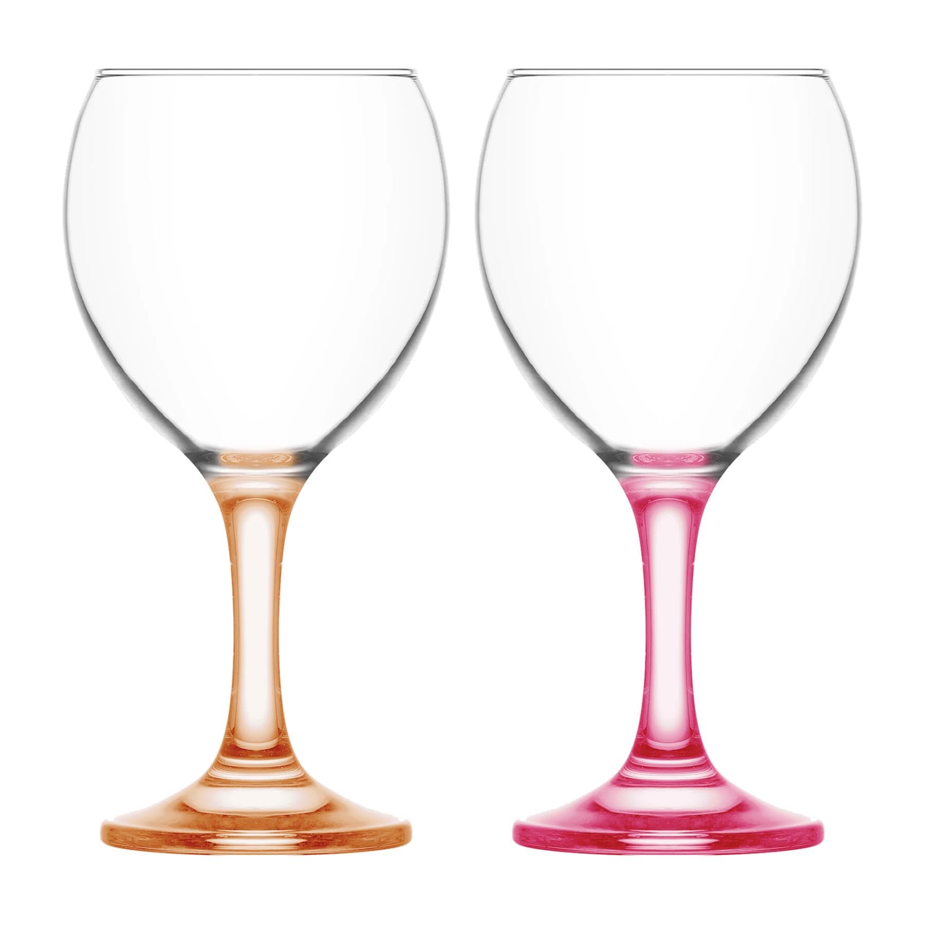 LAV 260ml Misket Verres à Vin - Tige Colorée - 12x Lavable au Lave-Vaisselle Verre Mariage Noël Anniversaire Fête Boire Verrerie Gobelet Cadeau
