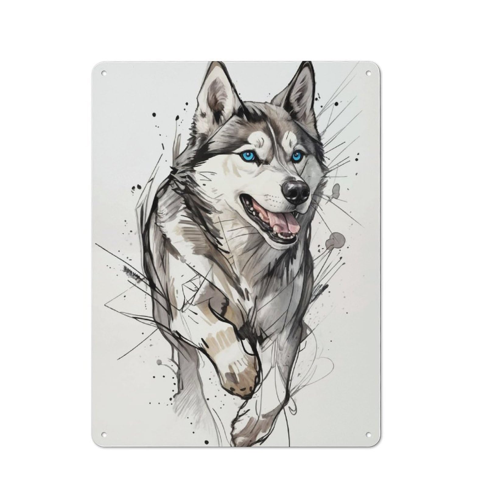 Junmoney Husky With Blue Eyes Vintage Tin Sign 40X30cm With For Studio Or Craft Room, For Garage, Workshop And Man Cave Decoration