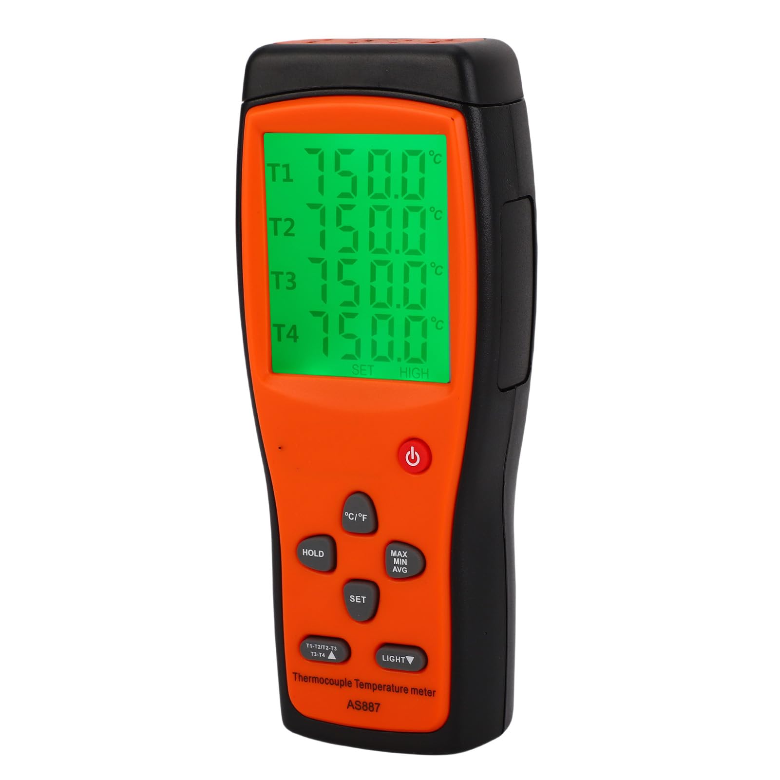 AUNMAS Termómetro Digital de 4 Canales, Material ABS, Medición Precisa de Temperatura -200 a 2501 ℉ para Aplicaciones Automotrices y HVAC