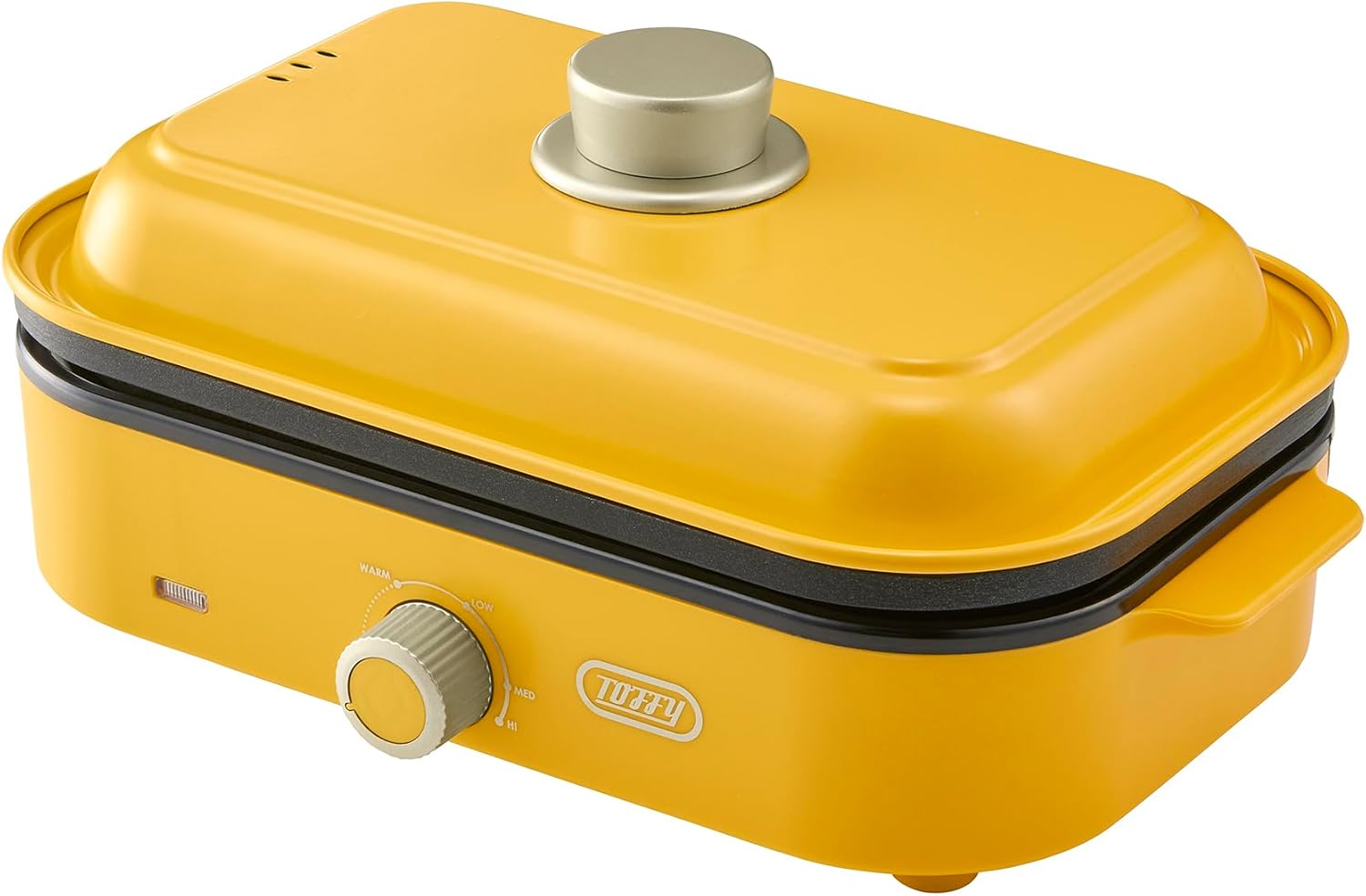 【Toffy/トフィー】ホットプレート ミニ K-HHP1 コンパクト 1～2人用 フタ付き 蒸し料理 別売プレート たこ焼き 深鍋 普段使い ホームパーティー カラーバリエーション豊富 かわいい おしゃれ K-HHP1 (カナリアイエロー)