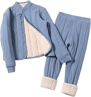 Conjunto de pijama de invierno para niños, 2 piezas, camiseta y pantalones, ropa interior térmica, ropa de dormir cálida para adolescentes, color azul, azul, 150