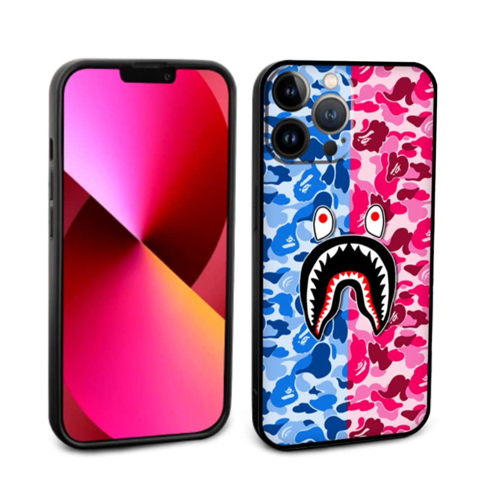 CERLIY Shark Teeth Case for iPhone 15 Plus Silicone for Women and Men, Cute Soft Camo Shark Face Full Body Protection Shockproof Cover, Compatible
