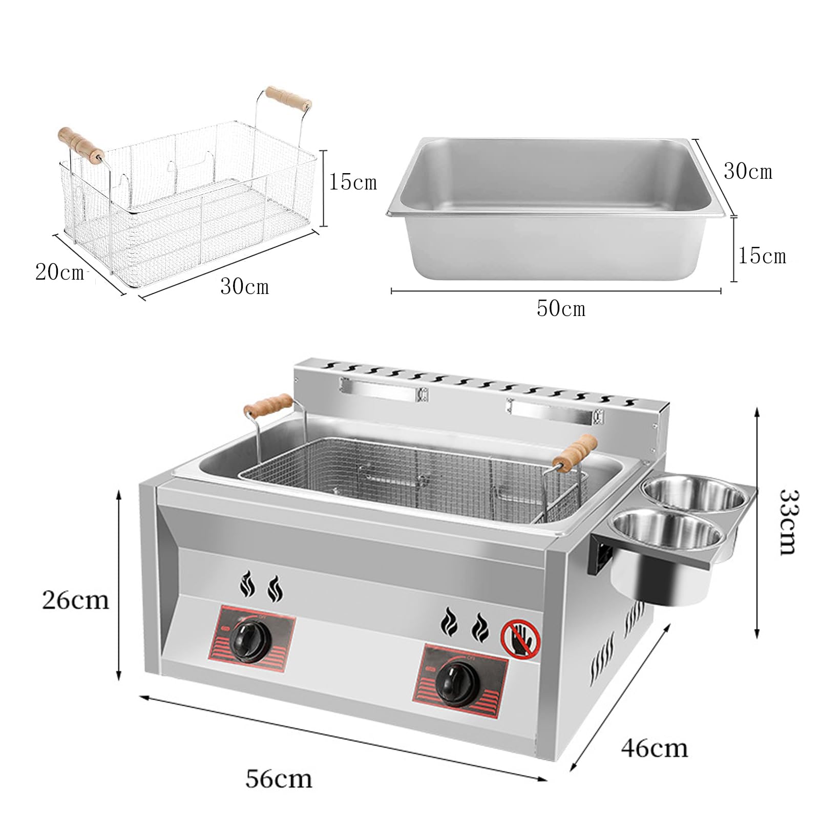 Freidora De Gas Profesional, Alta Salida De Calorfreidora Profesional para Restaurantes Comerciales Y Cocina DoméStica Freidora De Acerocon Cesta