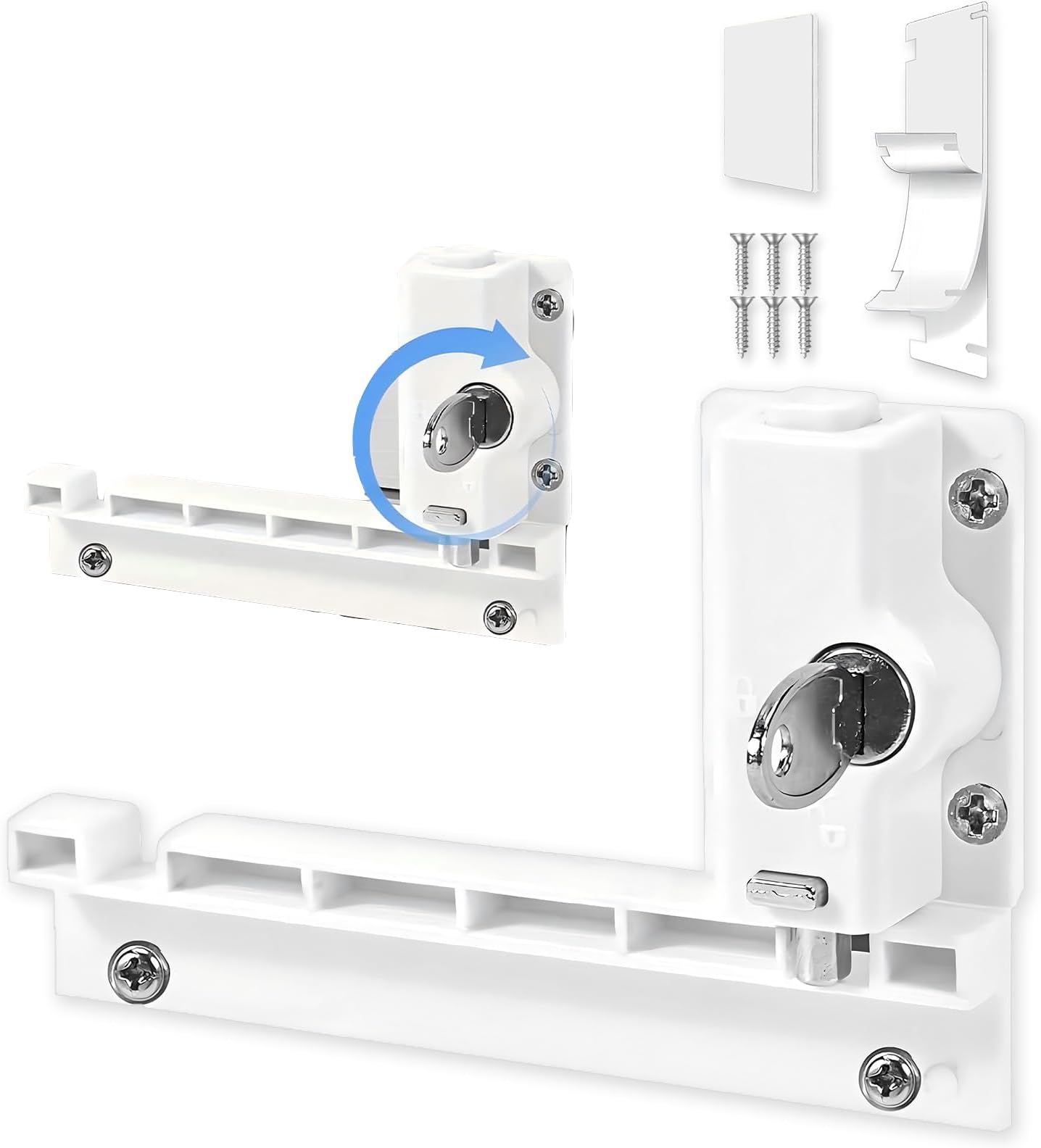 X spring Sliding Door Security Lock, Dual Locking System with Key and Press Operation, Easy No-Drill Installation, Fits Most Patio Doors and Horizontal Windows