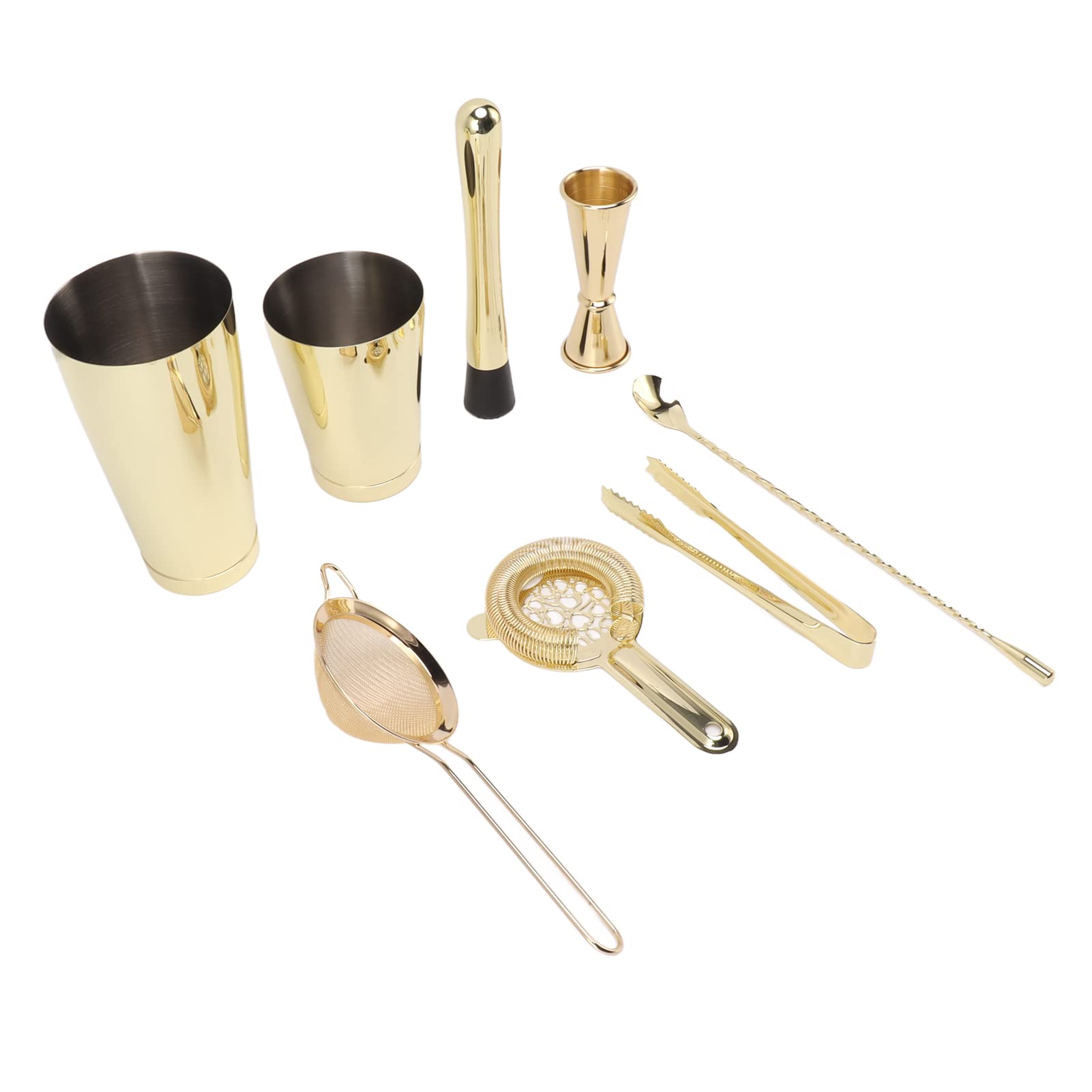 Kit de camarero profesional de acero inoxidable Boston Shaker Tool Set Bar Bars con buen efecto de preservación de temperatura para barras de inicio Entusa de cócteles 9 piezas u (Tipo B)