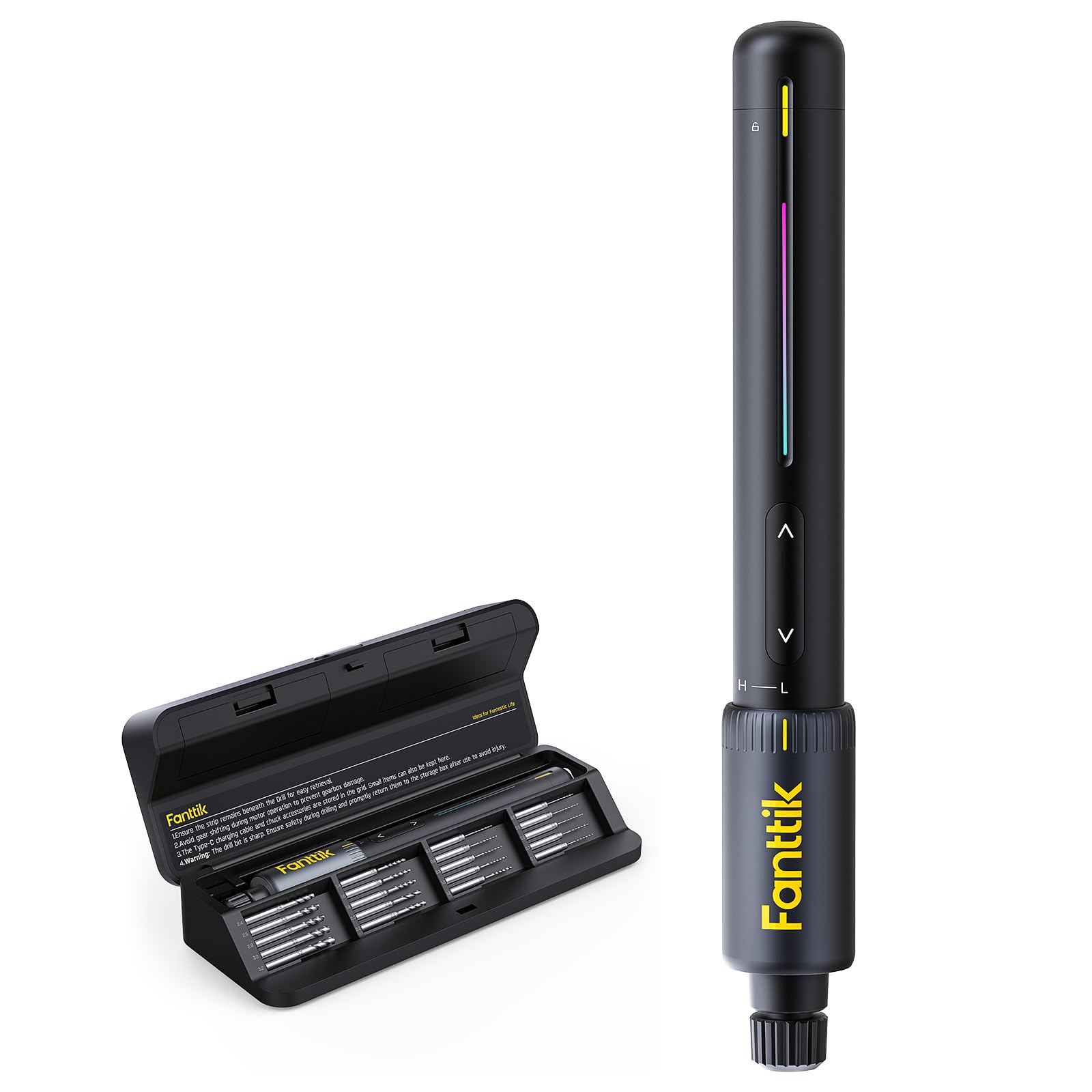 Fanttik K2 Nano 3,7 V Elektro-Mini-Bohrstift, Mini Bohrmaschine mit 20 Bohrern, 800-mAh-Akku, DIY Handbohrer Elektrisch Set für Gehäuse Kunststoff Harz Schmuckherstellung Leiterplatten Aluminiumbleche
