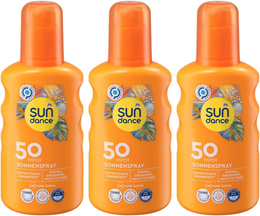 SUNDANCE Sun Spray SPF 50 HIGH, Pack of 3 (3 x 200 ml), 600 ml