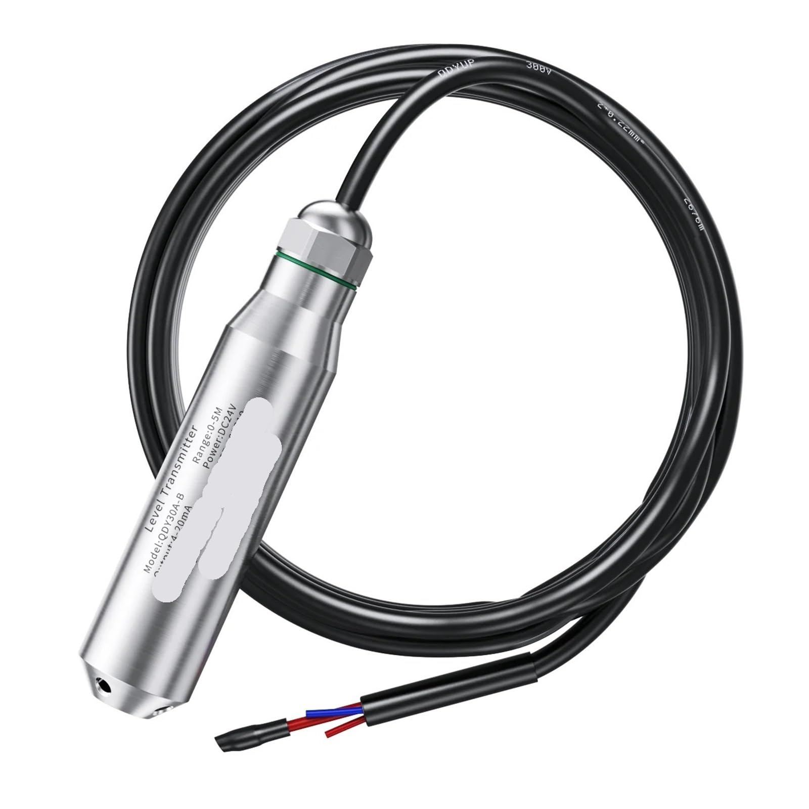 Czujnik poziomu wody, 5 m, 8, 10, zakres pomiarowy, sonda ze stali nierdzewnej 304, hydrostatyczny czujnik poziomu napełnienia, 4-20 mA, 0-10 V, wyjście RS485 (zakres 10 m, kabel 10 m)