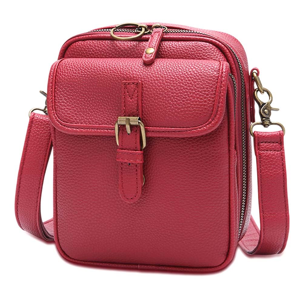 hoehew Crossbody Leather Bag for Women, Multi-Slot Multifunctional Large Capacity Bags Adjustable Shoulder Bags