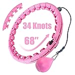 OurStarry 34 Knots Weighted Workout Hoop Plus Size, Smart Waist Exercise Ring for Adults Weight Loss (34 Knots Pink)