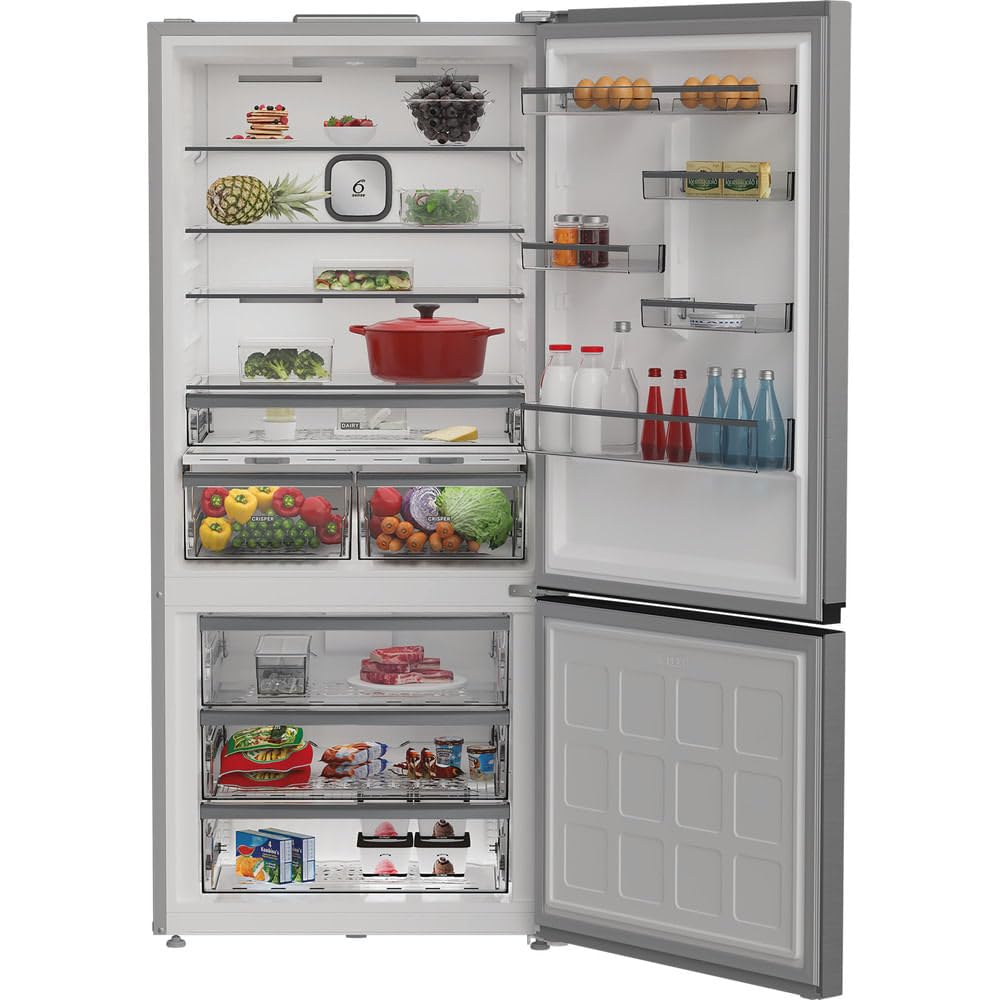Whirlpool WHK2 6614 X6E Frigorifero combinato a libera installazione, Dual no frost, 83cm, Classe C, Pearl Inox, 34 dbA, h193 cm