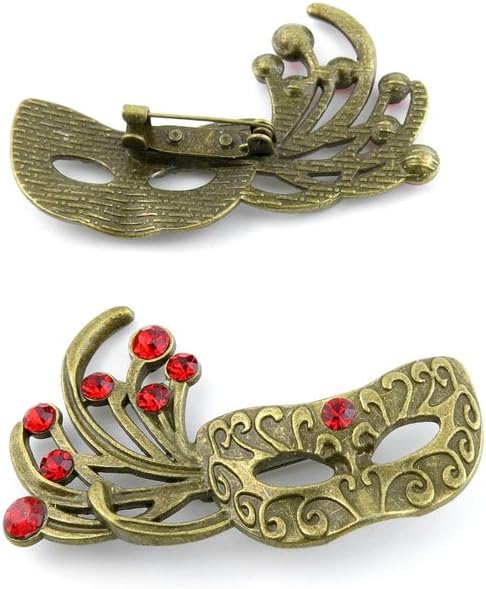 Fashion Jewelry Making Charms Findings Arts Crafts Beading Antique Bronze Tone 15351 Carnival Masks Brooch Pin