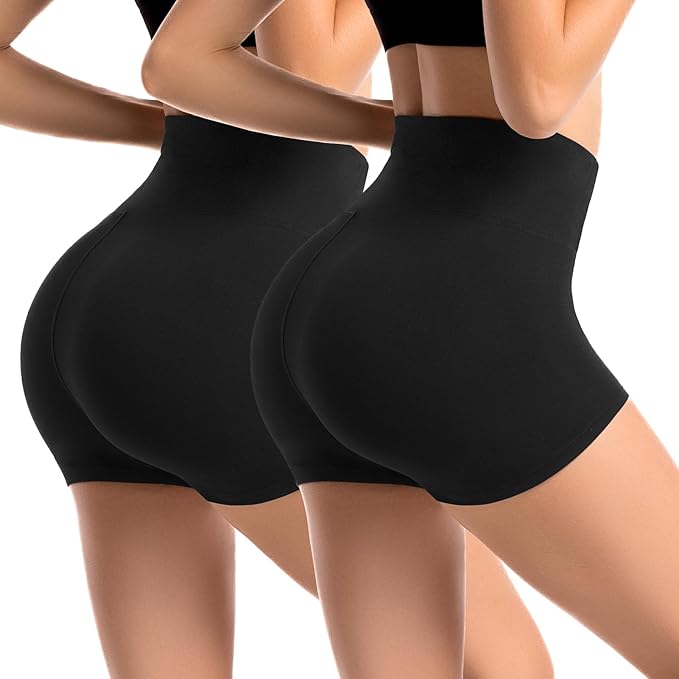 Leafigure 2 Pack Biker Shorts for Women 2.5" High Waisted Gym Shorts for Yoga Workout