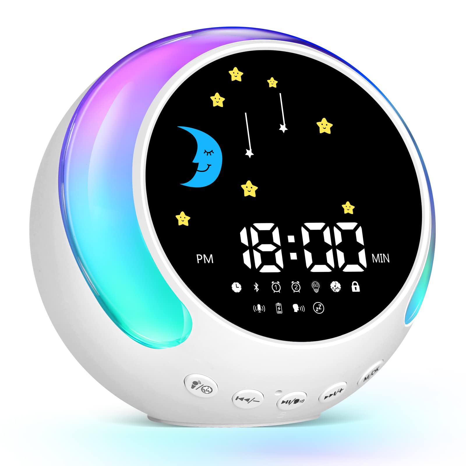 Longben Sunrise Alarm Clock Wake Up Light with Bluetooth, Digital Alarm Clocks Bedside Dimmable Night Light,Sleep Training Clock for Bedside,for Boys and Girls Bedroom and Living Room — image 1