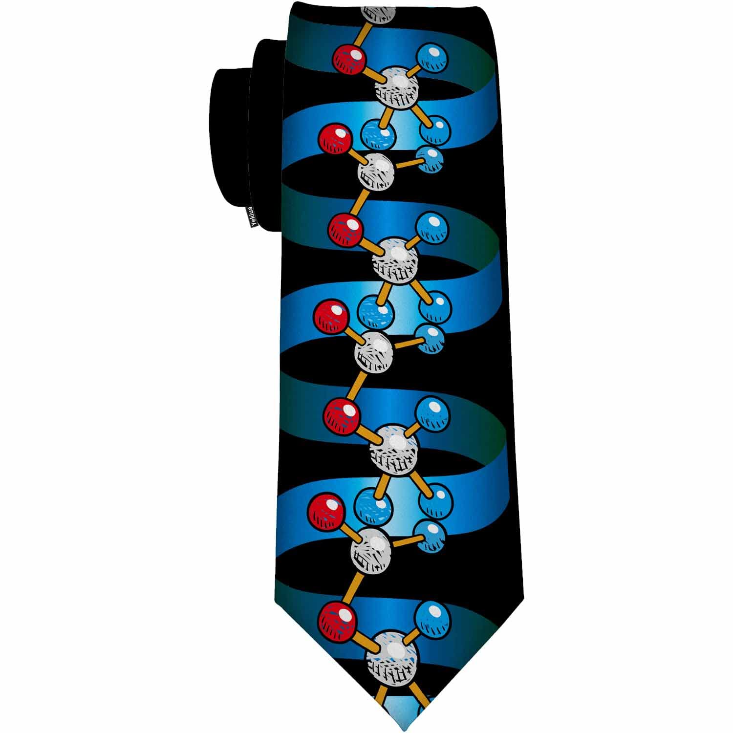 Yekiua DNA Helix Men's Tie Coloured 3D Ribbons Science Chemistry Formal Business Wedding Neckties Ties For Men, Multicolor