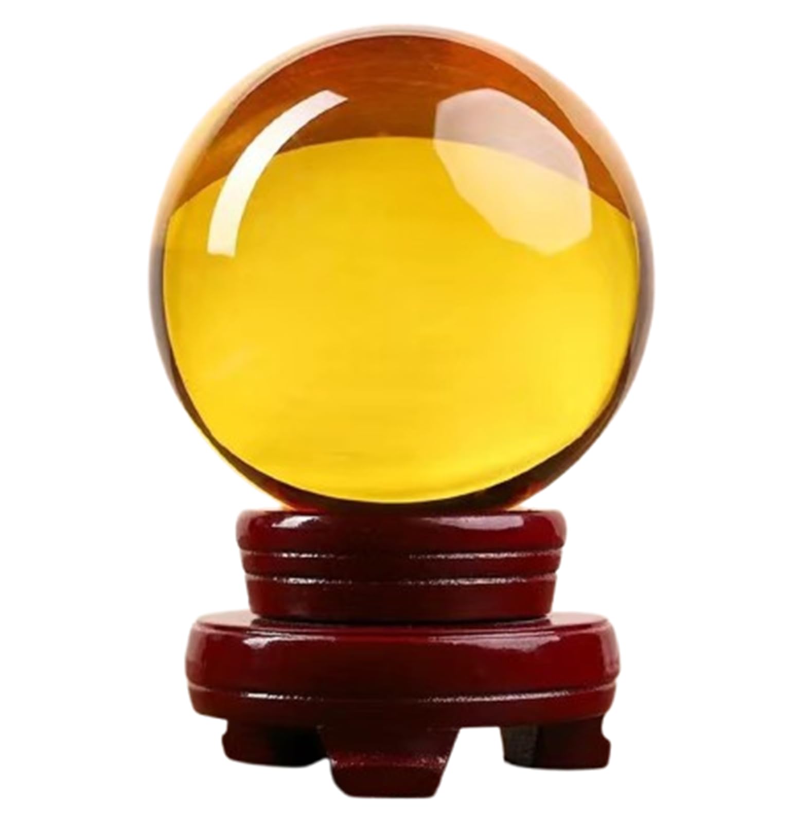 Esfera de Cristal Transparente con Soporte, Bola de Cristal Amarilla de Adivinación de Meditación, Estatuilla de Cristal para Fotografía, Adivinación, Decoración del Hogar,6cm/2.4in