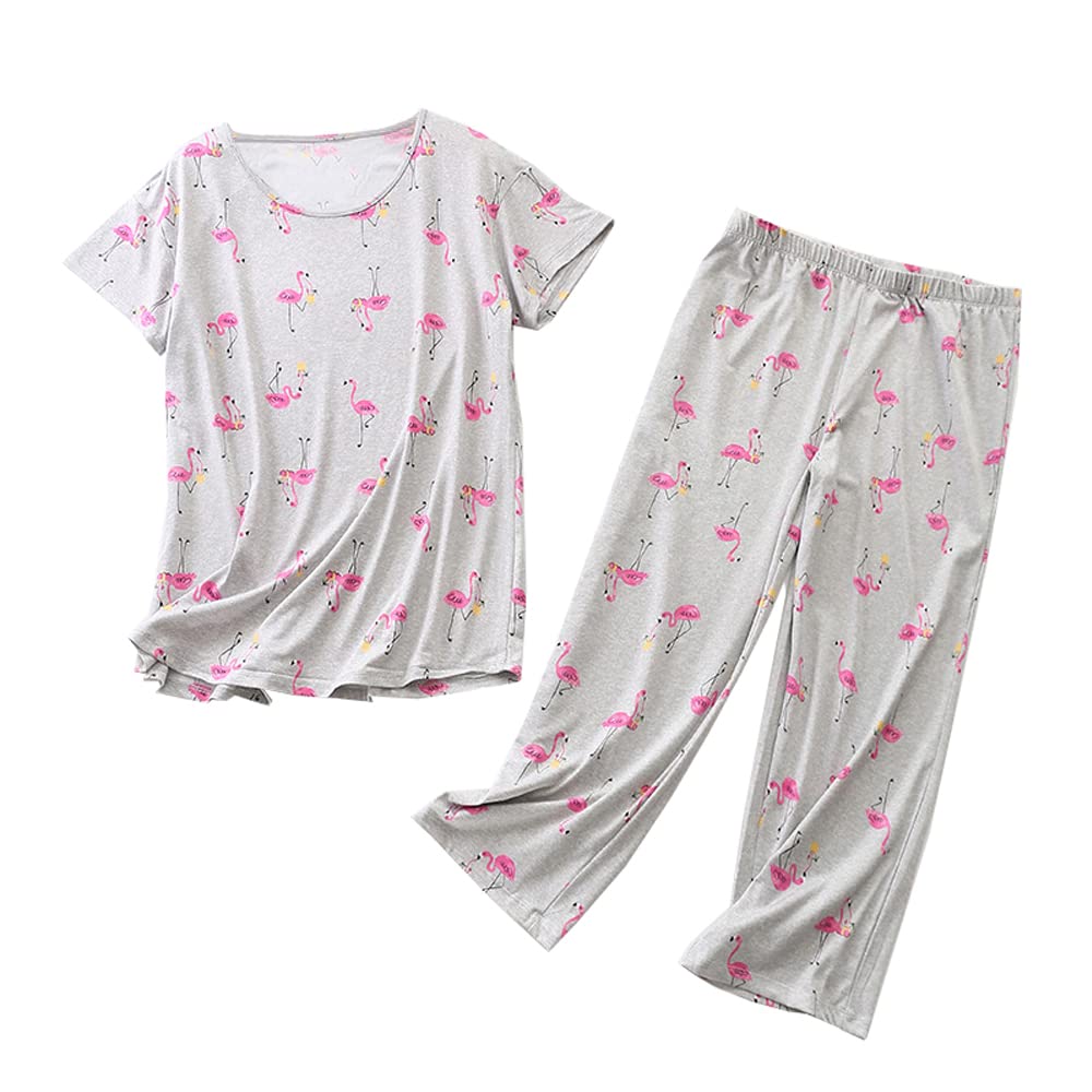 GTLYWomen Pajama Set Plus Size Pj Sets Tops with Capri Pants Cotton Sleepwear Casual and Fun Prints Pajama Sets