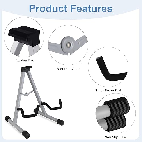 Miniatura 5 de EASTROCK Kit de guitarra eléctrica de tamaño completo de 39 pulgadas, soporte profesional portátil, gris