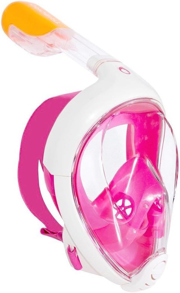Tribord EasyBreath Full Face, Anti-Fog, Hypoallergenic Silicone Facial Lining Snorkeling Mask, Pink, XS