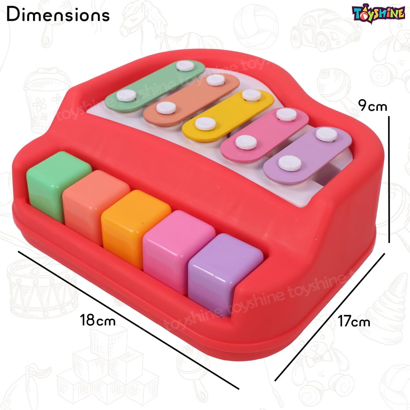 Toyshine Musical Xylophone and Mini Piano, Non Toxic, Non-Battery, Assorted Color - Image 7 thumbnail