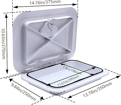 Miniatura 2 de Amarine Made Marine Access Hatch - Tapa de escotilla de barco y tapa de acceso para cubierta de 10-5/8" X 14-3/4" - Blanco o Negro 10.630 inx14.764