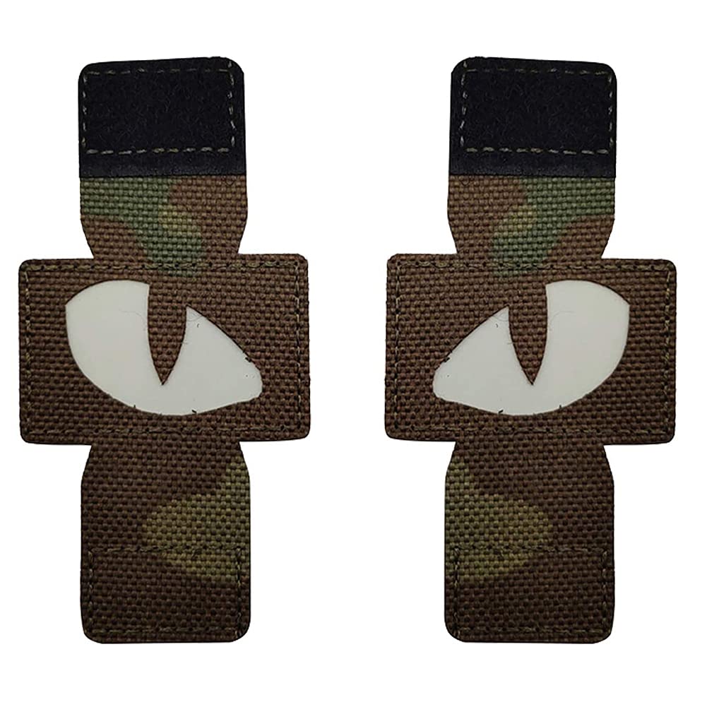 Lot De 6 Patches œil De Chat Phosphorescents - Taille 9x3 Cm, Crochet Et Boucle - Pour Sacs, Casques, Vêtements Tactiques - 9