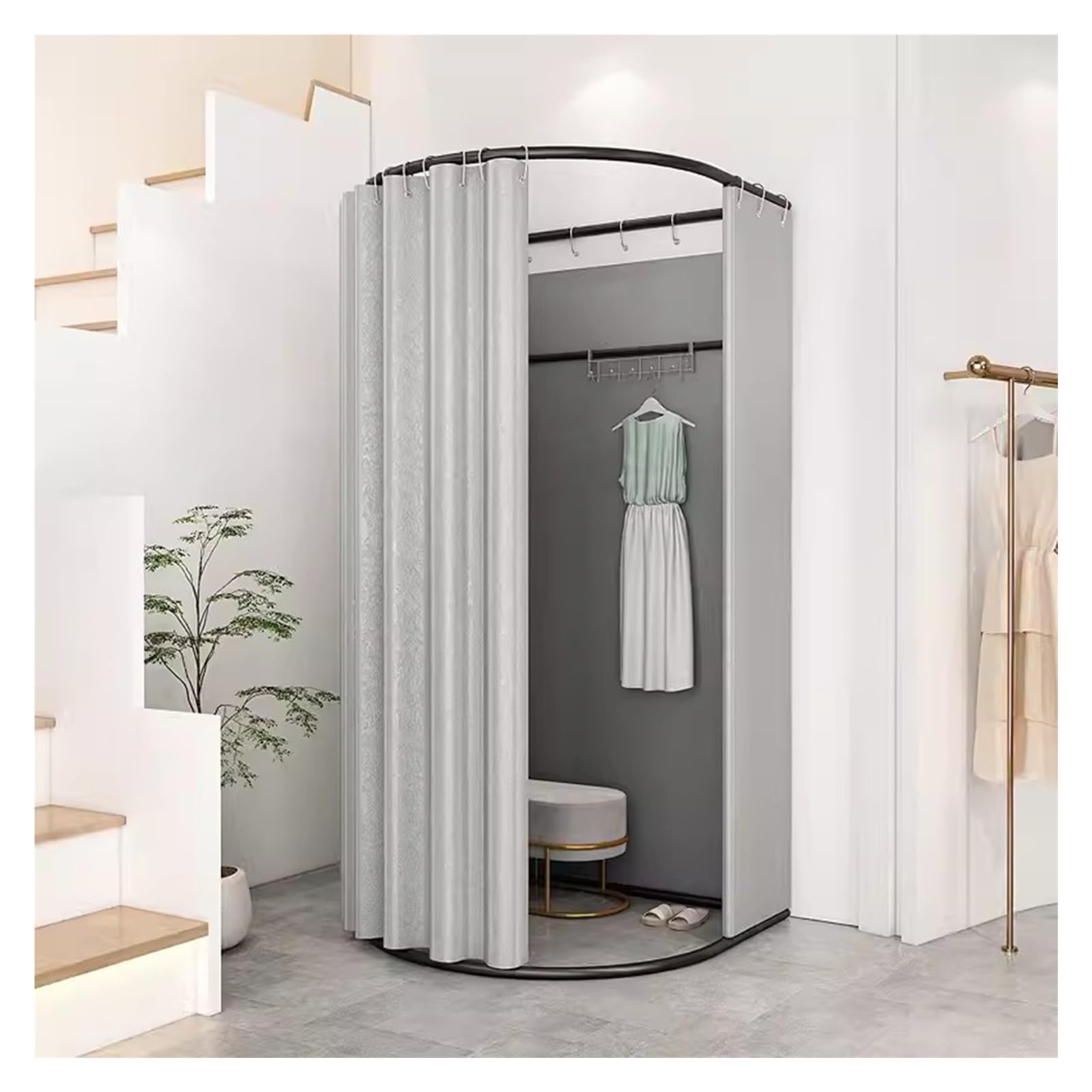 Cabine d'essayage avec rideau d'ombrage opaque pour vestiaire amovible de boutique