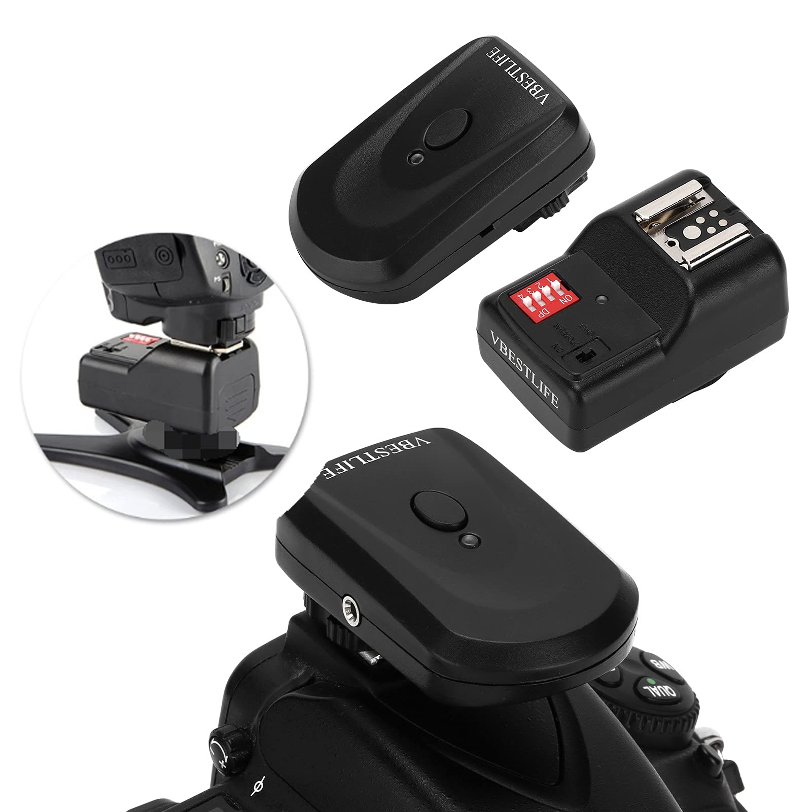 Ensemble de Déclencheur de Studio Flash Radio sans Fil 16 Canaux, Le Déclencheur de Flash Studio sans Fil Comprend émetteur, Récepteur et Une Ligne de Synchronisation