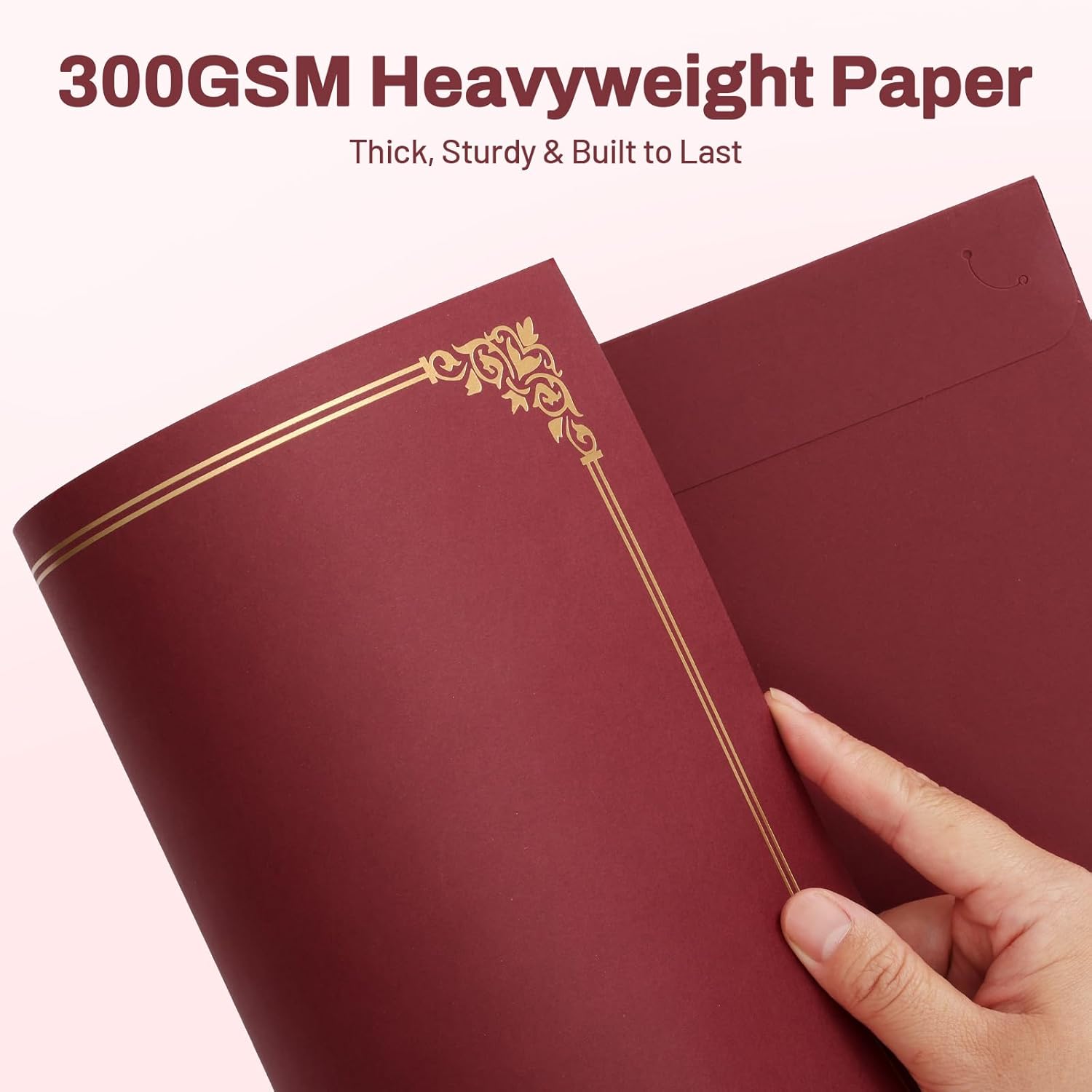 SUNEE Certificate Holders(Burgundy, 50 Packs), Diploma Covers Gold Foil Border, for Letter Size 8.5x11 Certificates, Cardstock, Document Papers