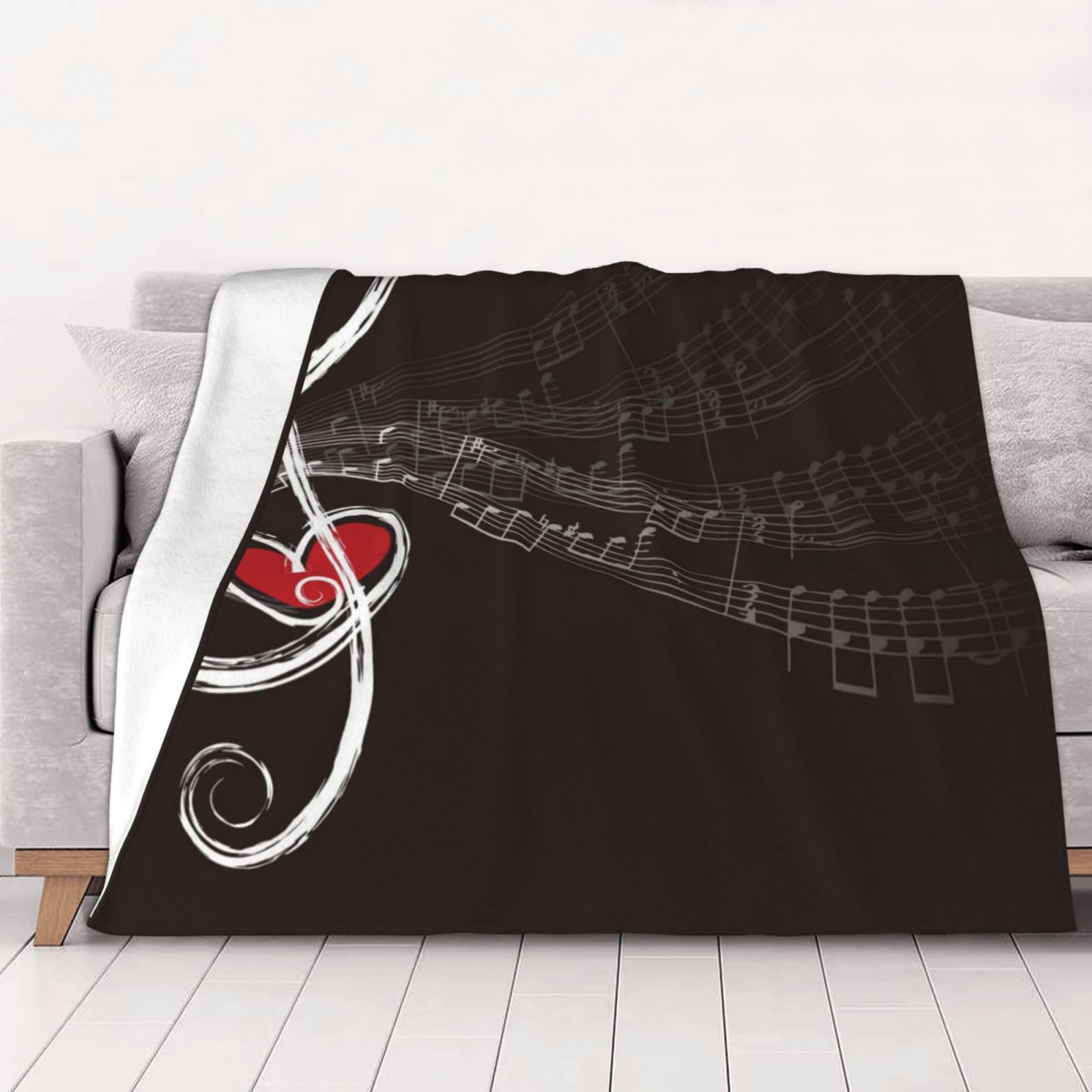 Couverture en flanelle contre le froid plaid doux musique 125x100cm pour canapé