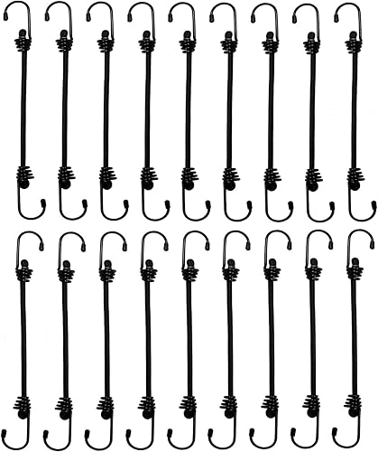 Miniatura 8 de cuerdas elásticas de 27 pulgadas resistentes para exteriores, cuerdas elásticas negras en ambos extremos con ganchos, lazos de goma duraderos,