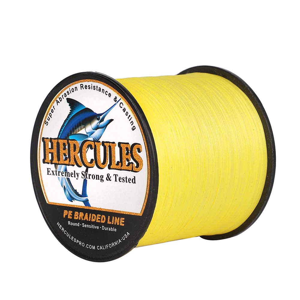 Hercules Super Cast 1000M 1094 Yards Braided Fishing Line 40 LB Test for Saltwater Freshwater PE Braid Fish Lines Superline 8 Strands - Yellow, 40LB (18.1KG), 0.32MM — image 1