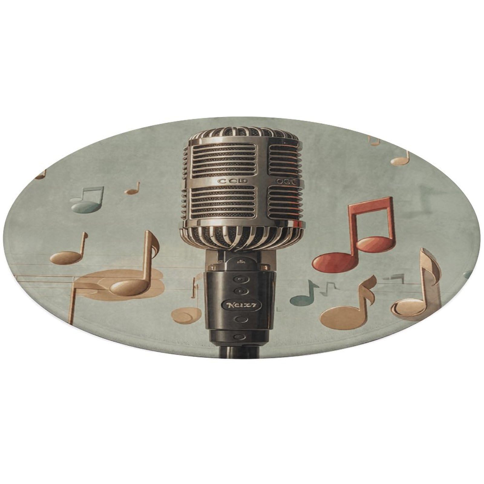 Tapis absorbant et antidérapant rond à motif microphone pour sécuriser et sécher vos sols