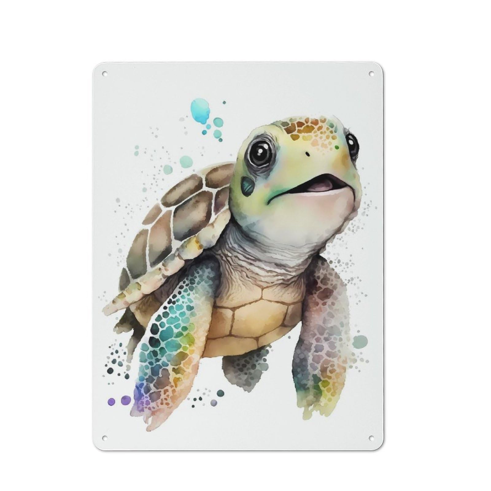 Junmoney Cute Baby Turtle Swimming Rustic Metal Plaque 40X30cm For Hobby Room Or Studio, For Vintage Wall Decor Fans, For Garage And Workshop Walls